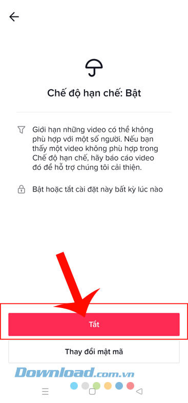 Chạm vào nút tắt