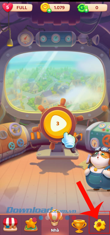 Ấn vào biểu tượng cài đặt