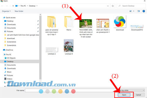Chọn hình ảnh cần chèn bất kỳ