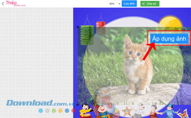 Click chuột vào nút Áp dụng ảnh