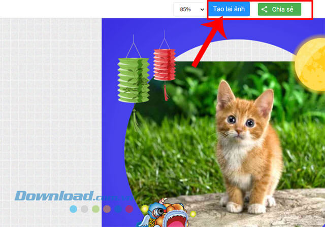 Ấn vào nút Tạo lại ảnh hoặc Chia sẻ
