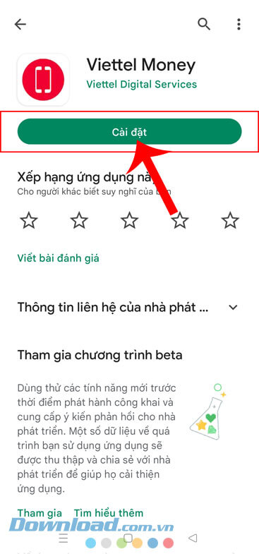 Ấn vào nút Cài đặt