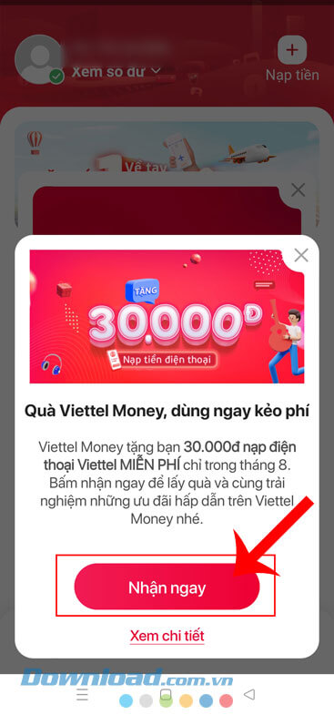 Ấn vào nút Nhận ngay