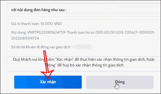 Nhấp chuột vào nút Xác nhận