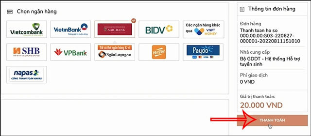 Click chuột vào nút Xác nhận thanh toán