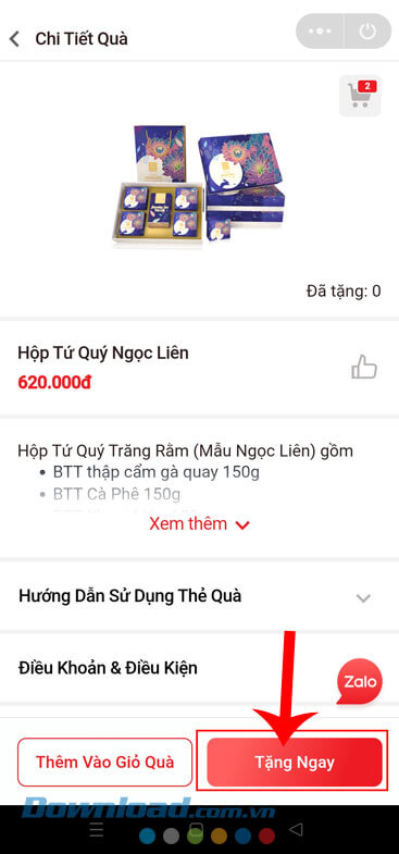 Ấn vào nút Tặng Ngay