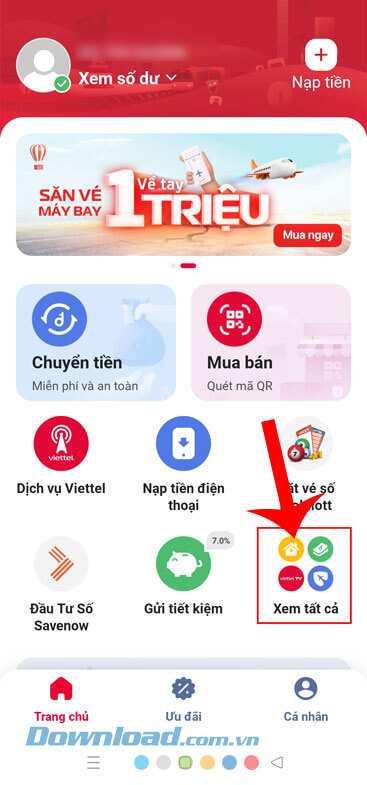 Nhấn vào mục Xem tất cả