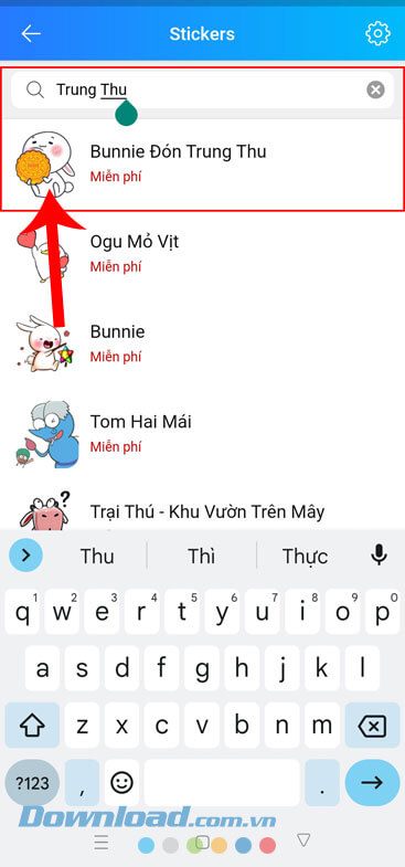 Nhấn vào bộ Sticker Bunnie Đón Trung Thu