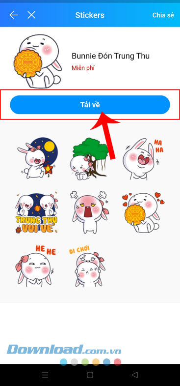 Chạm vào nút Tải về