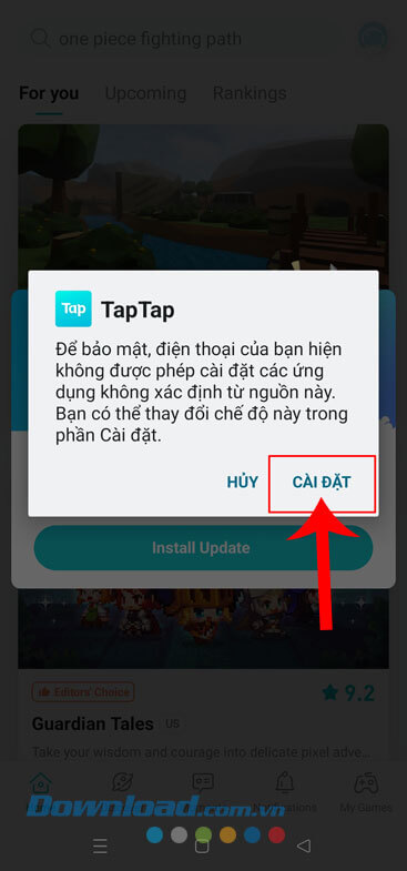 Ấn vào nút Cài đặt