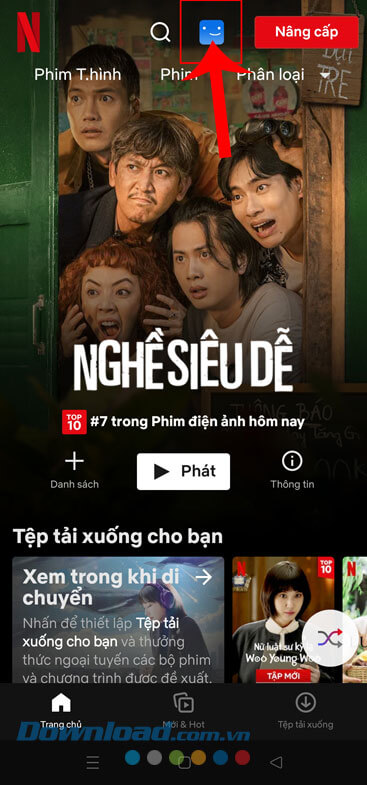 Ấn vào biểu tượng thành viên Netflix