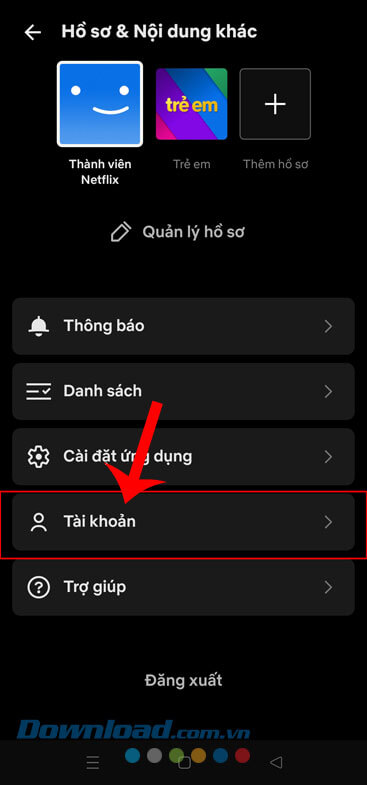 Chạm vào nút Tài khoản