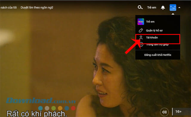 Nhấn vào mục Tài khoản