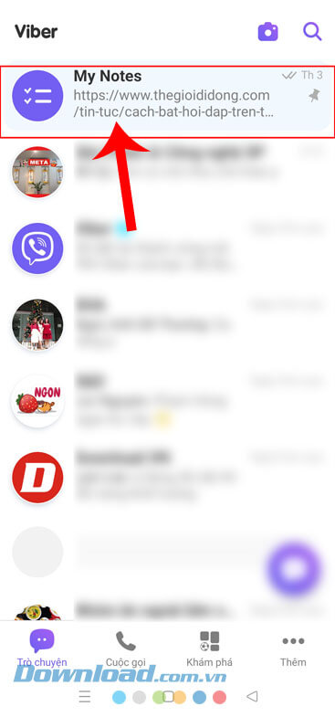 Ấn vào mục My Notes