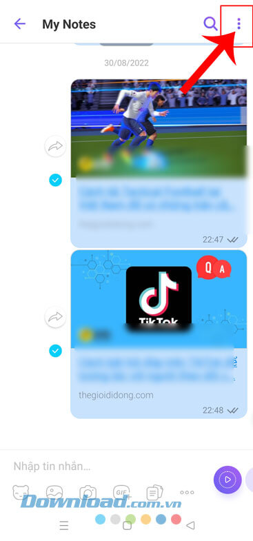 Chạm vào biểu tượng dấu ba chấm