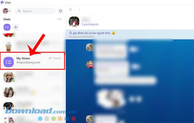 Nhấn vào mục My Notes