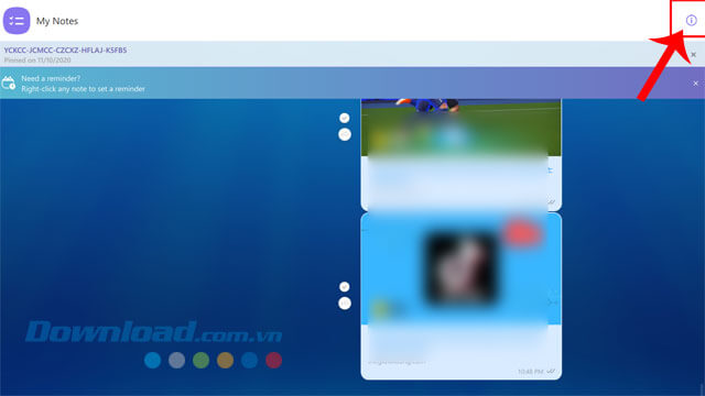 Click chuột vào biểu tượng dấu chấm than