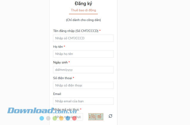 Nhập thông tin đầy đủ