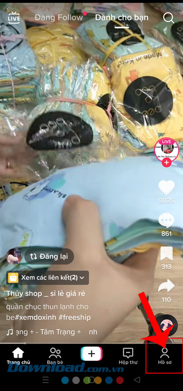 Nhấn vào biểu tượng tài khoản