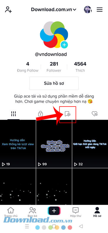 Ấn vào biểu tượng Đã lưu