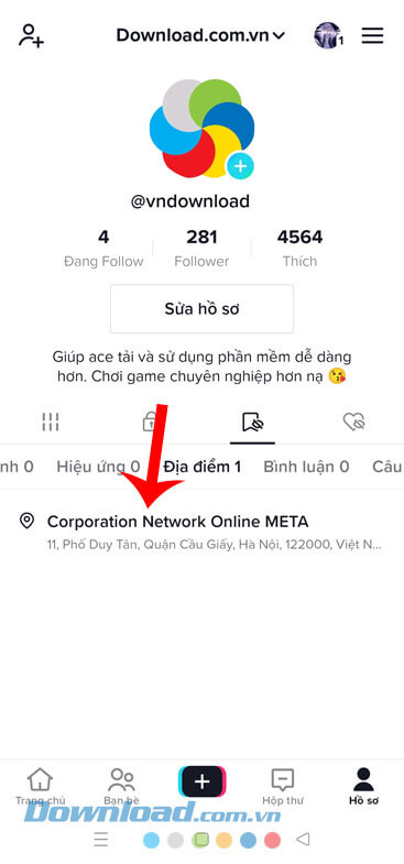 Ấn vào địa điểm đã lưu