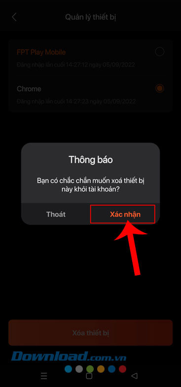 Ấn vào nút Xác nhận