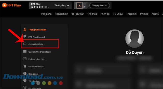 Nhấn vào mục Quản lý thiết bị