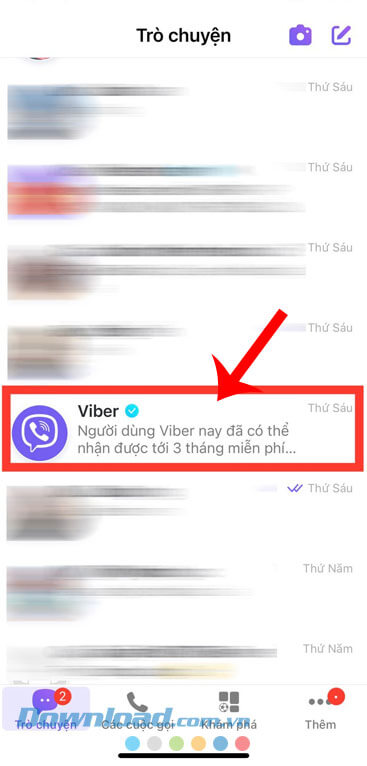 Kiểm tra tin nhắn đến từ Viber