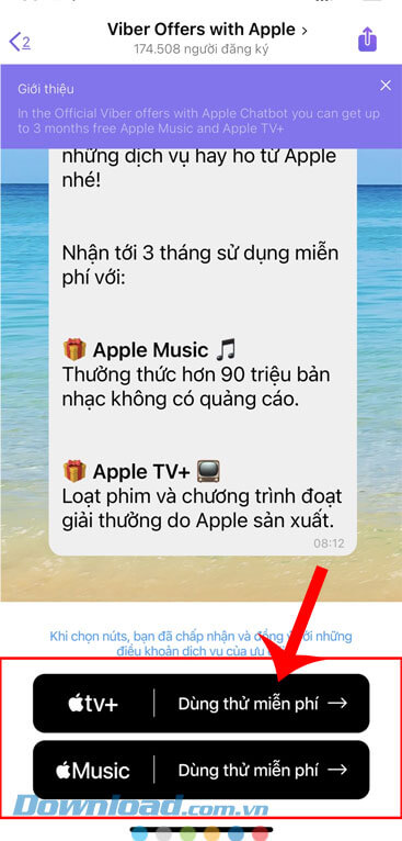 Chạm vào nút Dùng thử miễn phí