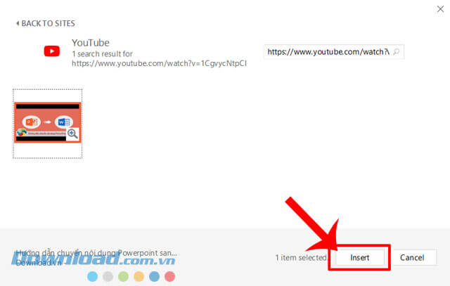 Nhấn vào nút Insert