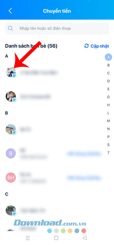 Chọn người bạn trên Zalo bất kỳ