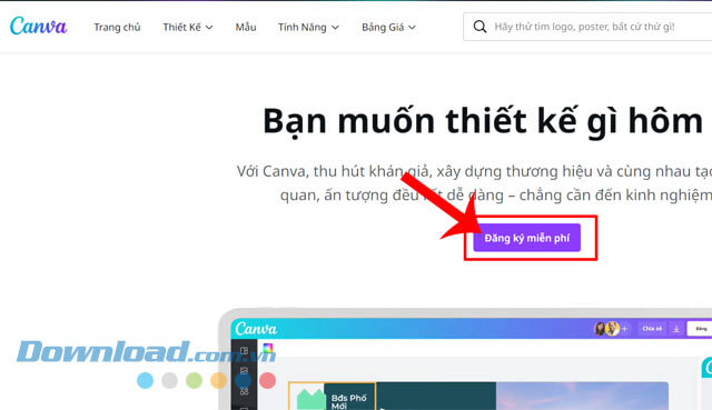Click chuột vào nút Đăng ký miễn phí