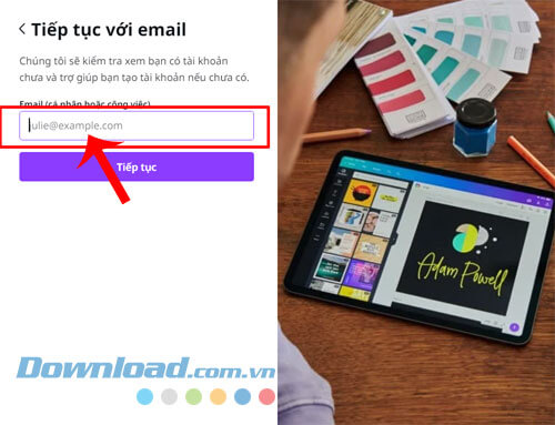Nhập địa chỉ email