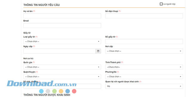 Nhập thông tin cần thiết