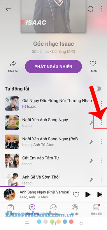 Ấn vào biểu tượng dấu ba chấm