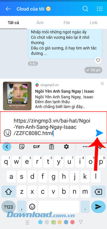 Dán và gửi link liên kết của ca khúc
