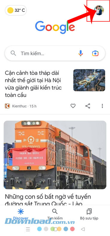  Ấn vào biểu tượng tài khoản