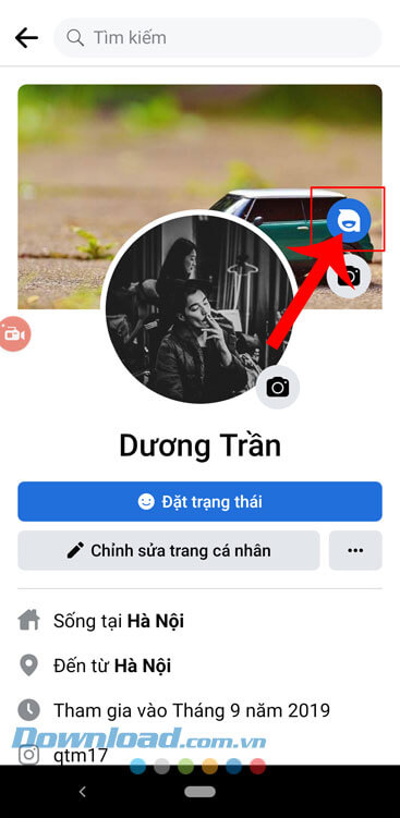 Nhấn vào biểu tượng Avatar