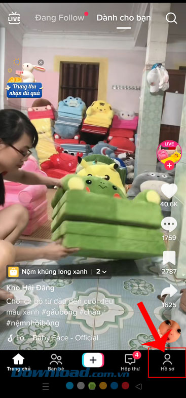 Ấn vào biểu tượng tài khoản