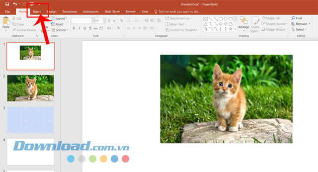 Click chuột vào nút Insert
