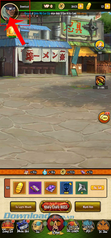 Chạm vào biểu tượng tài khoản