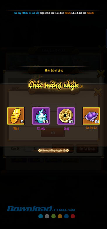 hấn vào vị trí bất kỳ trên màn hình để nhận vật phẩm.