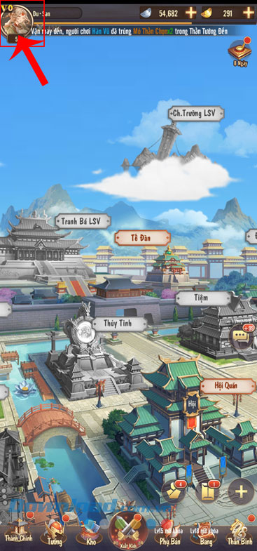 Ấn vào biểu tượng tài khoản