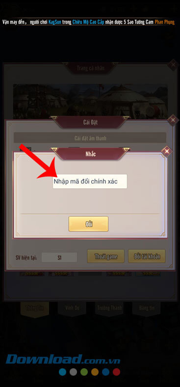 Nhập mã code