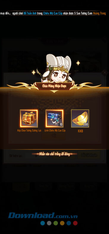 Chạm vào màn hình để nhận quà