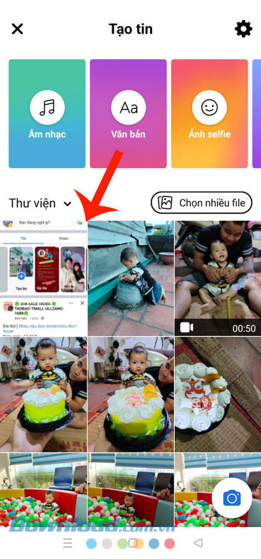 Chọn hình, video hoặc viết status