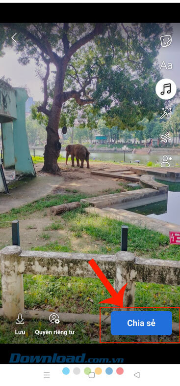 Chạm vào nút Chia sẻ