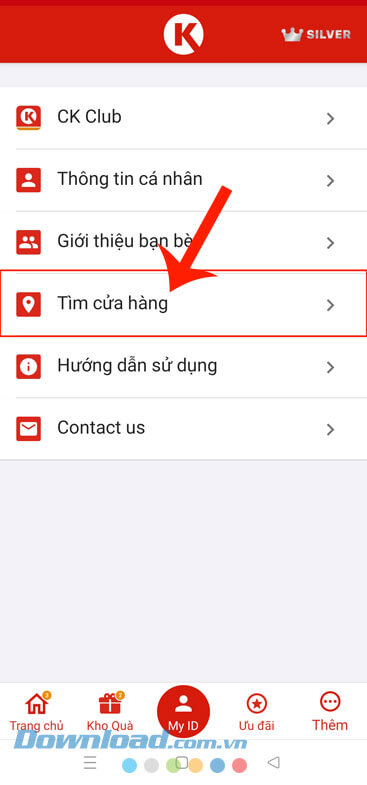 Chạm vào mục Tìm cửa hàng