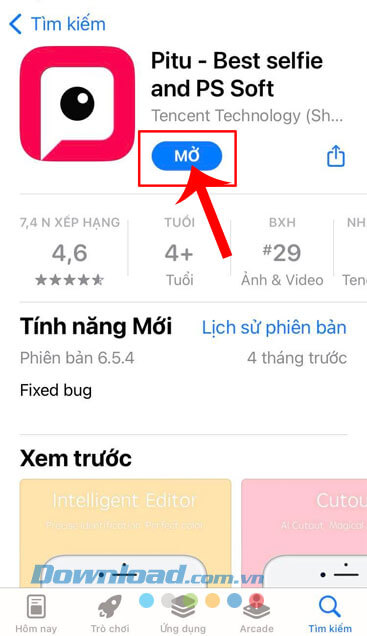 Nhấn vào nút Mở
