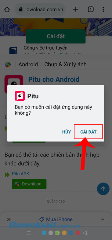 Chạm vào nút Cài đặt
